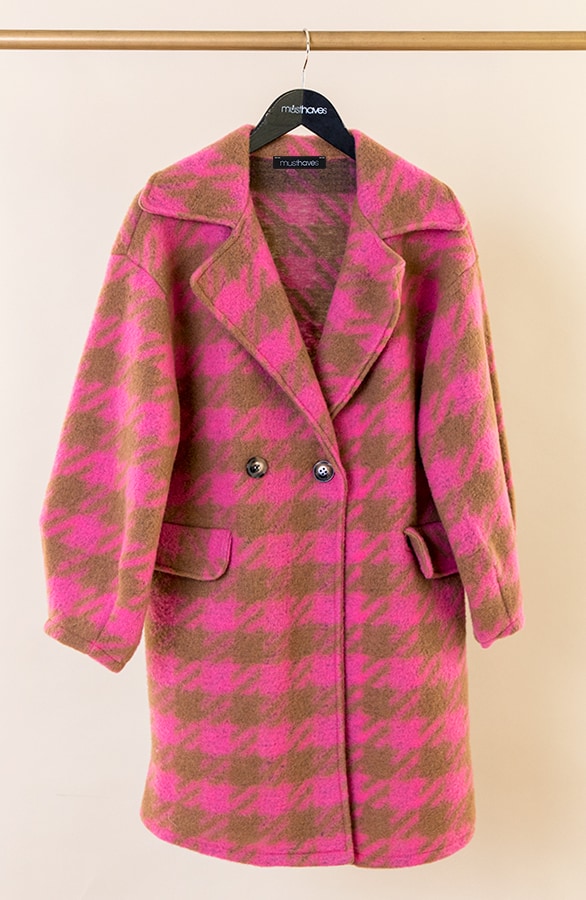Oversized Woven Coat Roze – shoparchief, foto 5