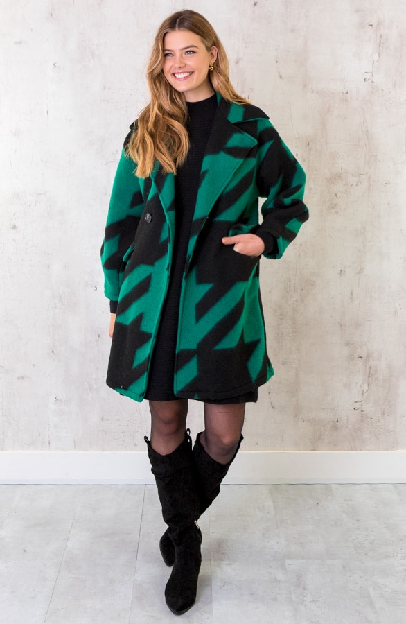 Oversized Woven Coat Smaragd – shoparchief