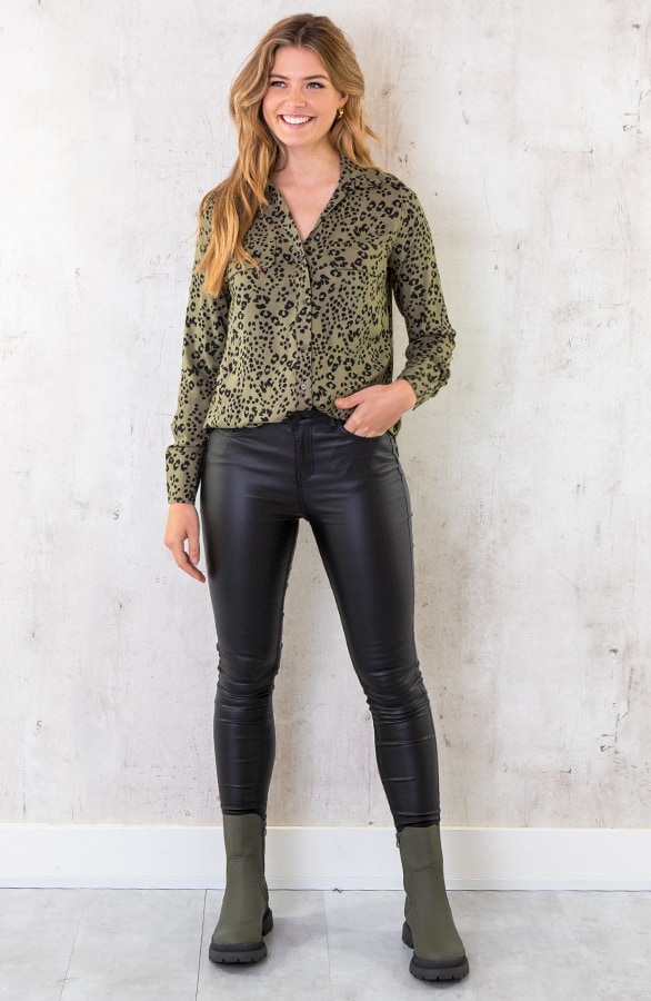 Panterprint Blouse Army Zwart – shoparchief, foto 4