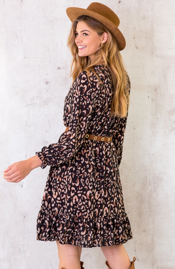 Panterprint Jurk Zwart Camel – shoparchief, foto 4