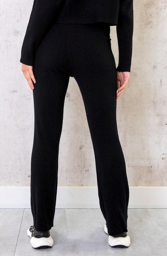 Rib Flared Broek Zwart – shoparchief, foto 6