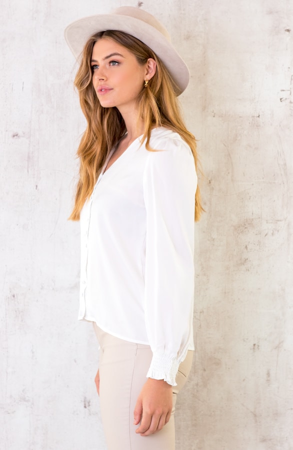 Silk Knopen Blouse Ecru – shoparchief, foto 4