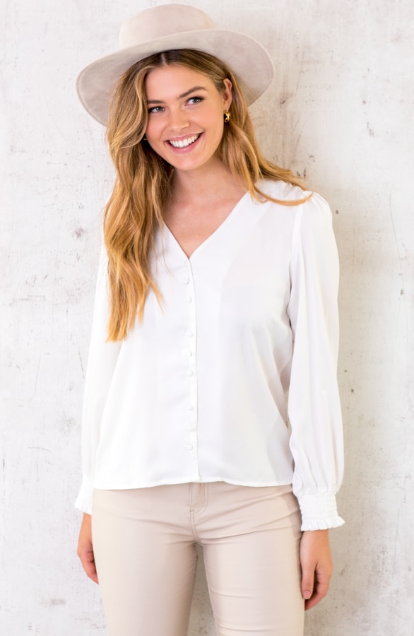 Silk Knopen Blouse Ecru – shoparchief