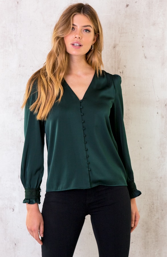 Silk Knopen Blouse Limited Smaragd – shoparchief