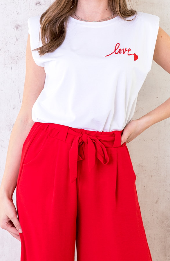 Top Met Schoudervulling Love Wit – shoparchief