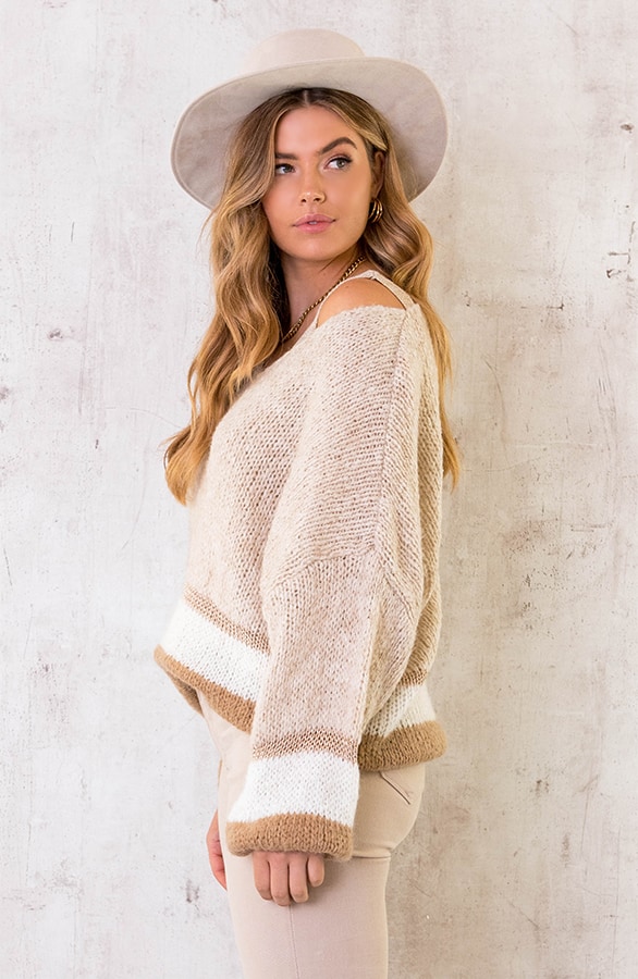Banen Trui Met Lurex Beige – shoparchief, foto 3