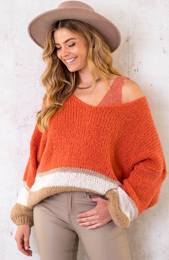 Banen Trui Met Lurex Koraal – shoparchief, foto 3