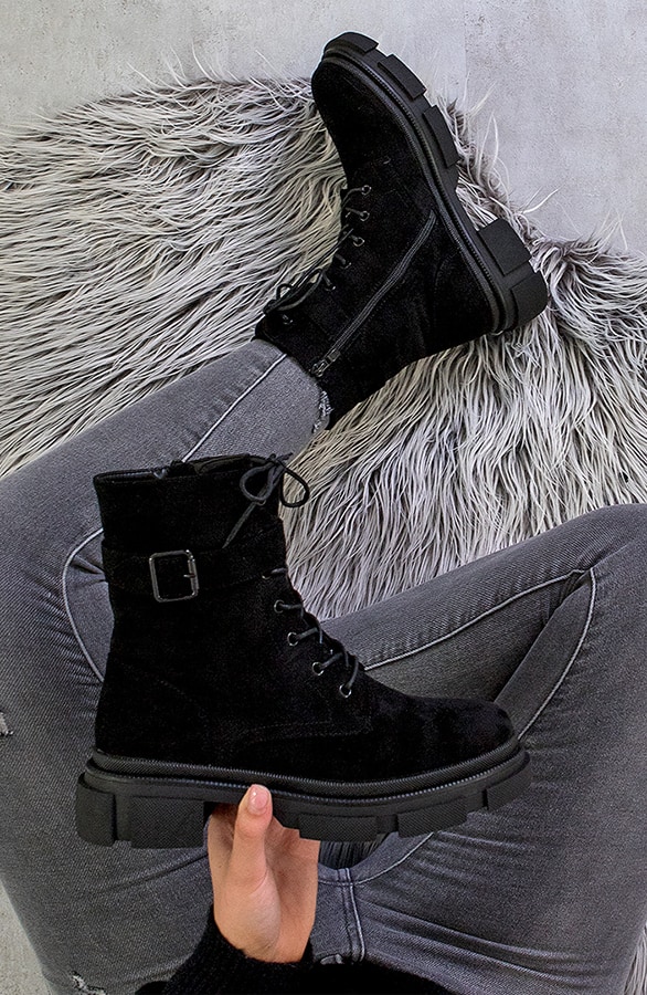 Biker Boots Wildleder Schwarz, Shoparchiv