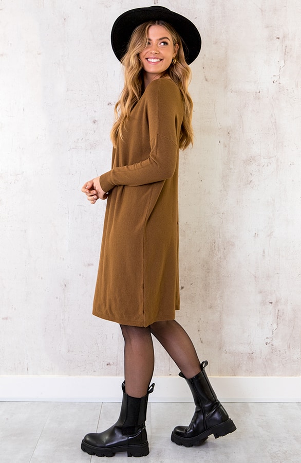 Comfy Knopen Tuniek Cognac – shoparchief, foto 3
