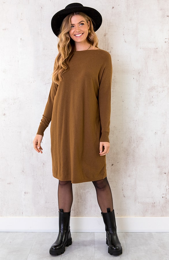 Comfy Knopen Tuniek Cognac – shoparchief