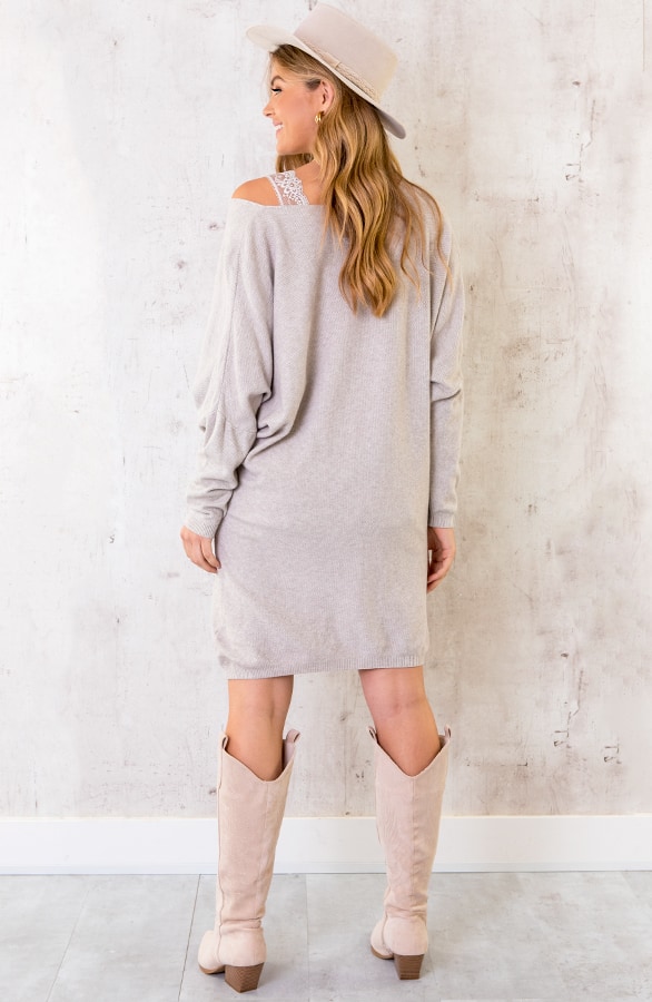 Comfy V-hals Trui Lang Beige – shoparchief, foto 7