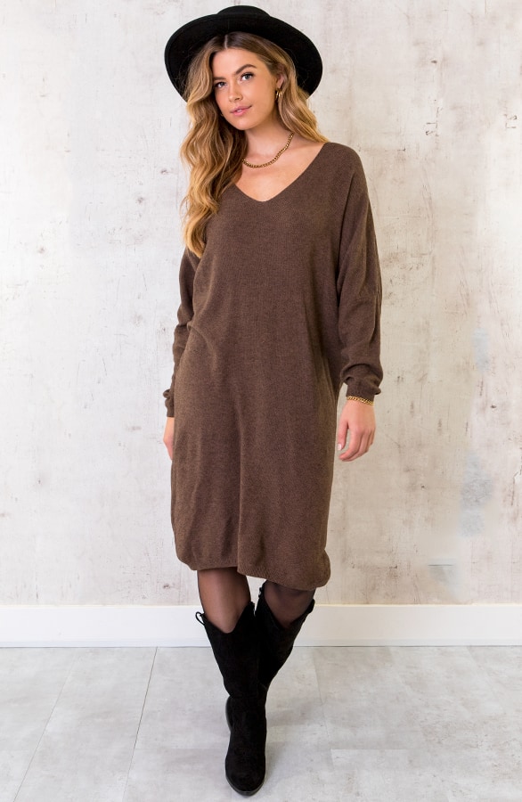 Comfy V-hals Trui Lang Chocolate – shoparchief, foto 7