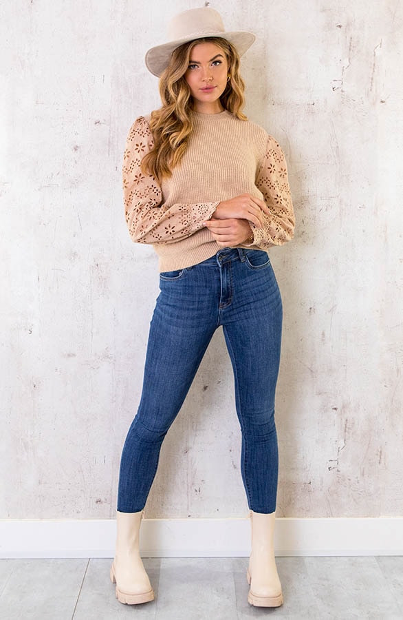 Embroidery Trui Gebreid Beige – shoparchief, foto 6