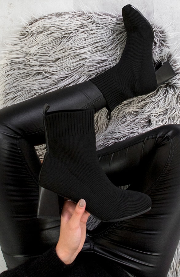 Sock Enkellaarsjes Stretch Zwart – shoparchief