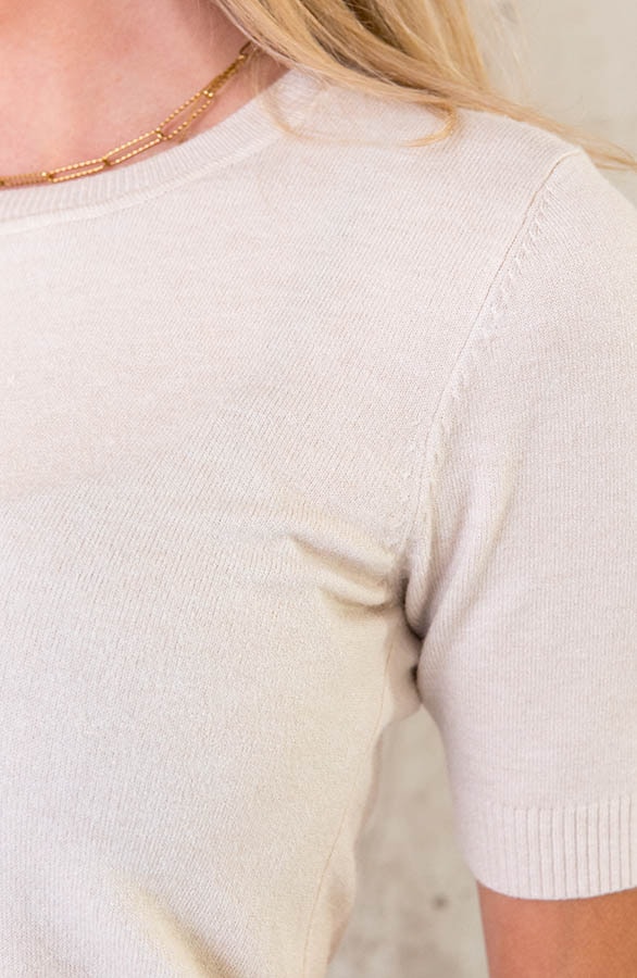 Essential Top Korte Mouw Beige – shoparchief, foto 5