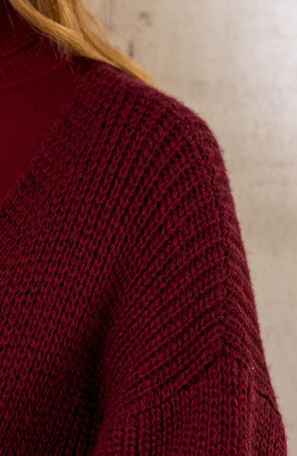 Gebreid Vest Lang Bordeaux – shoparchief, foto 3