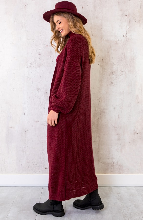 Gebreid Vest Lang Bordeaux – shoparchief, foto 2