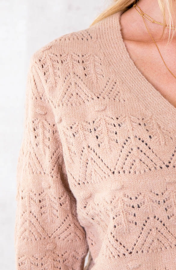 Gehaakt Patroon Knopen Vest Camel – shoparchief, foto 5