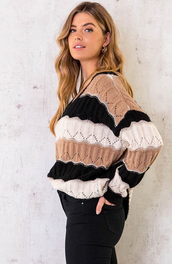 Gestreepte Trui Deluxe Camel – shoparchief, foto 3
