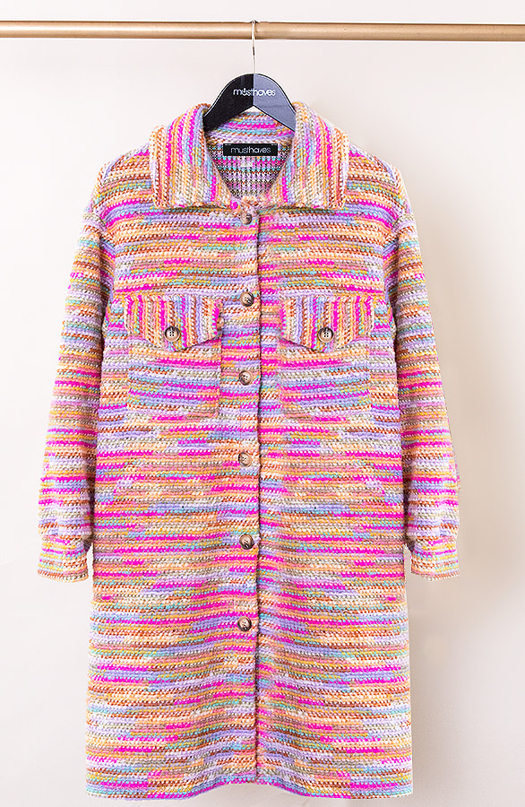 Gestreepte Woven Coat Multicolor – shoparchief