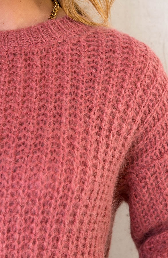 Grof Gebreide Sweater Dust Roze – shoparchief, foto 5