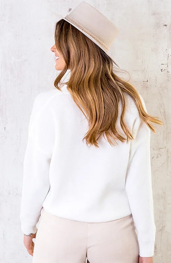Knopen Trui Met V-hals Beige – shoparchief, foto 5
