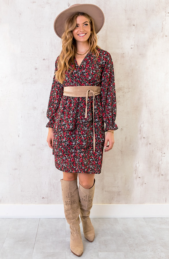 Laagjes Jurk Wild Flower Rood – shoparchief, foto 3