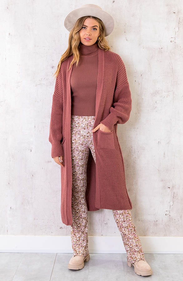 Lang Gehaakt Pocket Vest Dust Pink – shoparchief