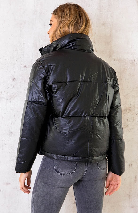 Leather Puffer Jacket Schwarz, Shoparchiv, Foto 4