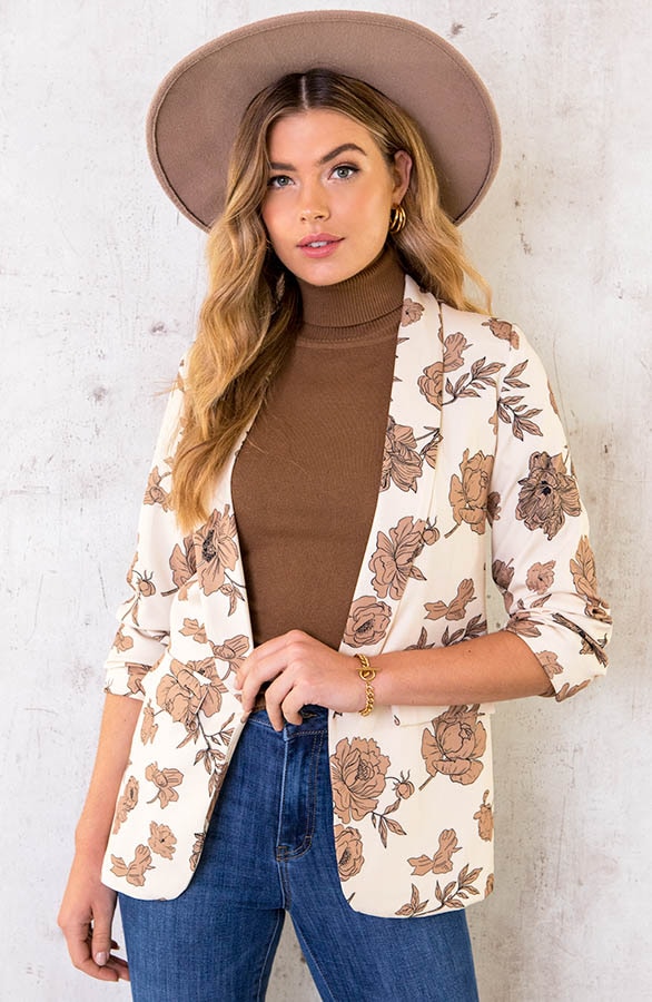 Limited Blazer Bloemen Beige – shoparchief