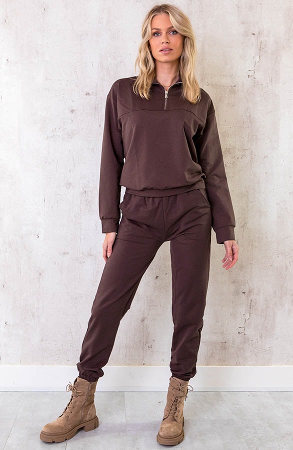 Zip Lounge Sweater Choco – shoparchief