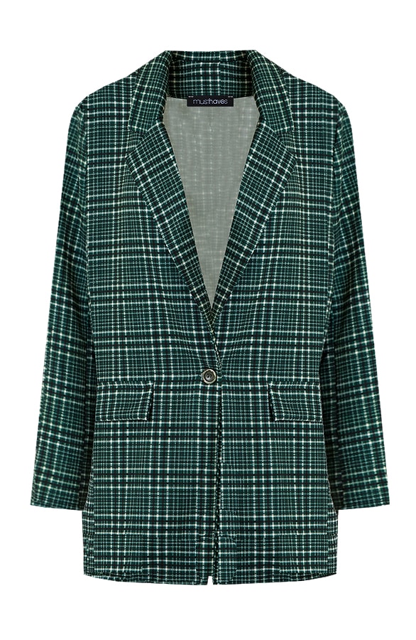 Oversized Blazer Checkered Groen – shoparchief