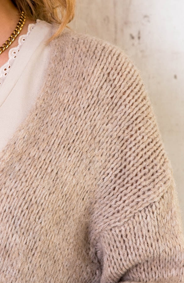 Oversized Knitted Midi Vest Beige – shoparchief, foto 3