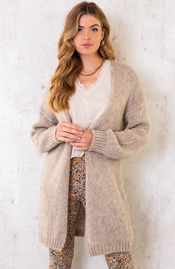 Oversized Knitted Midi Vest Beige – shoparchief