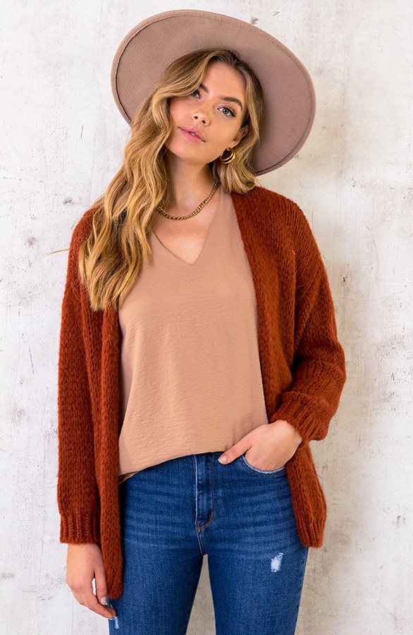 Oversized Knitted Vest Terracotta – shoparchief, foto 2