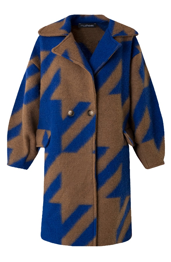 Oversized Woven Coat Blauw Camel – shoparchief