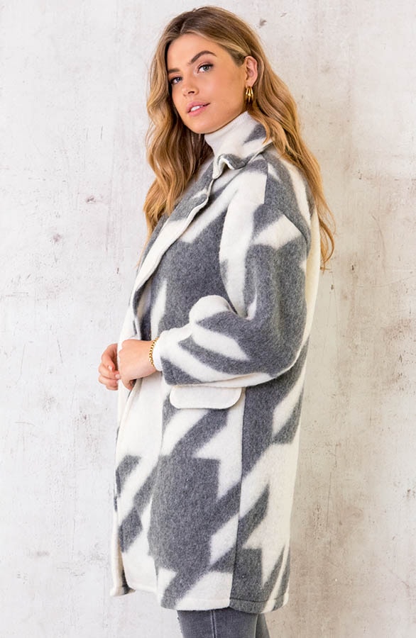 Oversized Woven Coat Grijs – shoparchief, foto 4