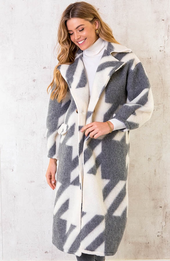 Oversized Woven Coat Grijs – shoparchief, foto 3
