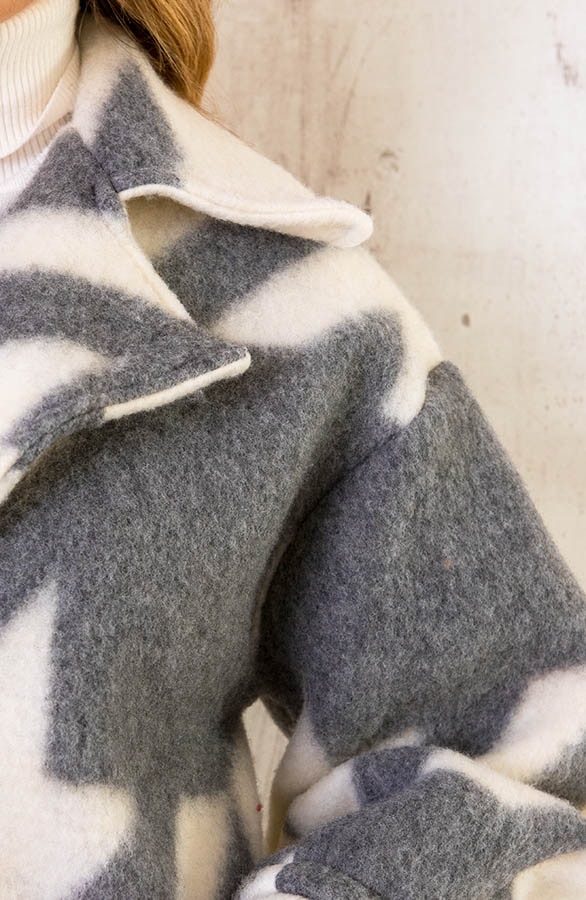 Oversized Woven Coat Long Grijs – shoparchief, foto 4