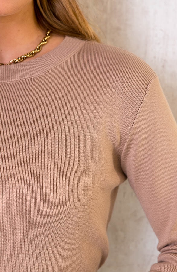 Plooien A-lijn Jurk Taupe – shoparchief, foto 5