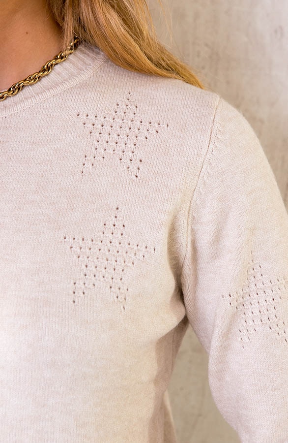 Sterren Trui Gebreid Beige – shoparchief, foto 3