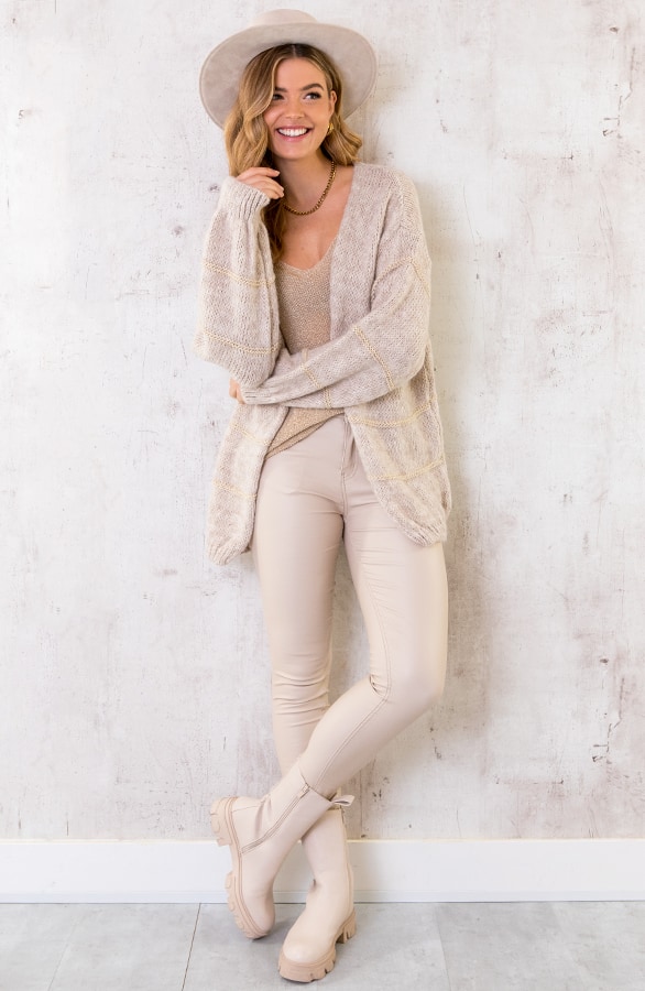Strepen Vest Met Lurex Beige – shoparchief, foto 2