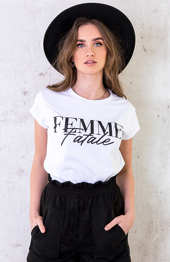 T-shirt Femme Fatale Wit – shoparchief, foto 3