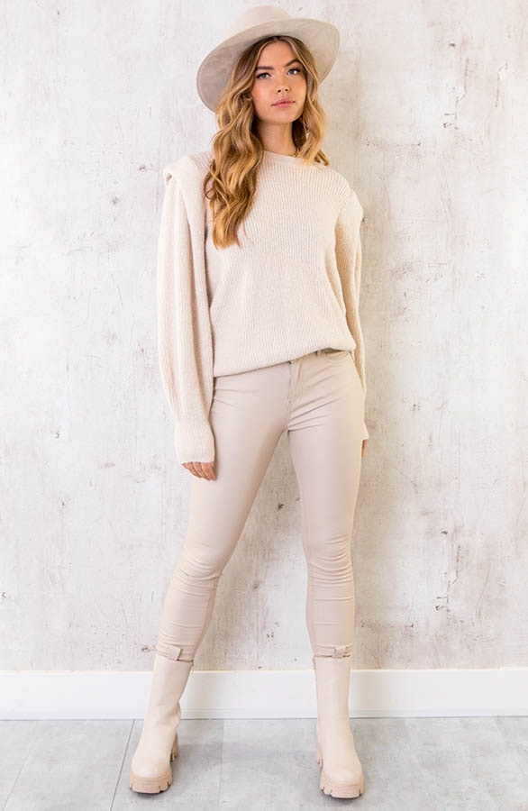Pullover mit Schulterdetail Beige, Shoparchiv, Foto 4