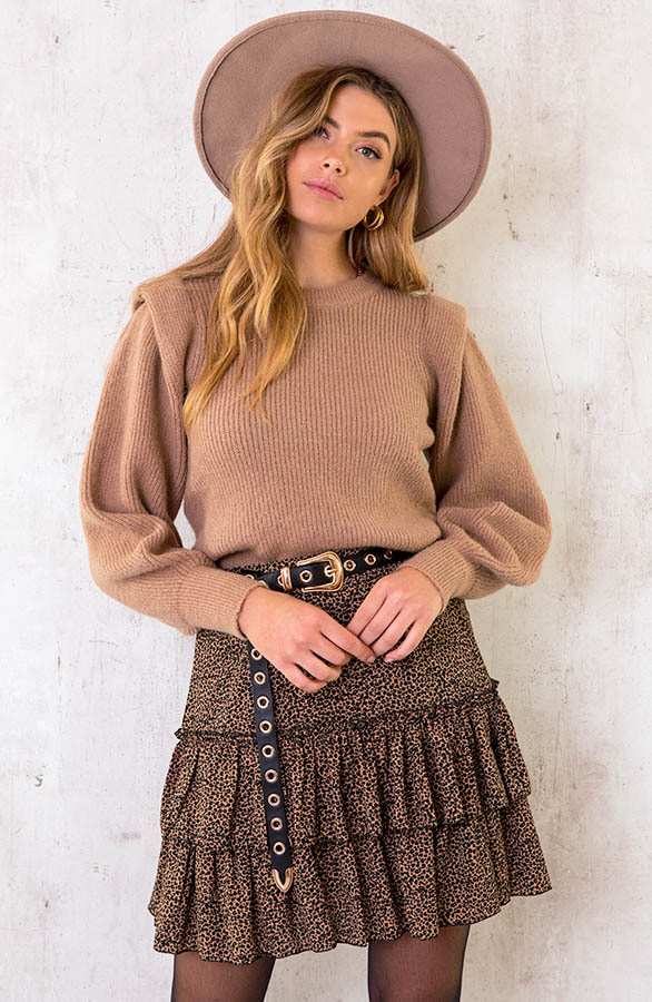 Trui Met Schouder Detail Camel – shoparchief