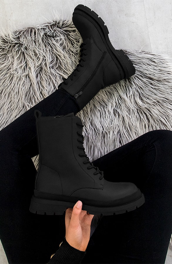 Biker Veterboots Mat Zwart – shoparchief