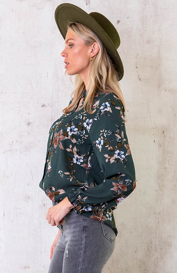 Bloemen Blouse Dames Dark Army – shoparchief, foto 3
