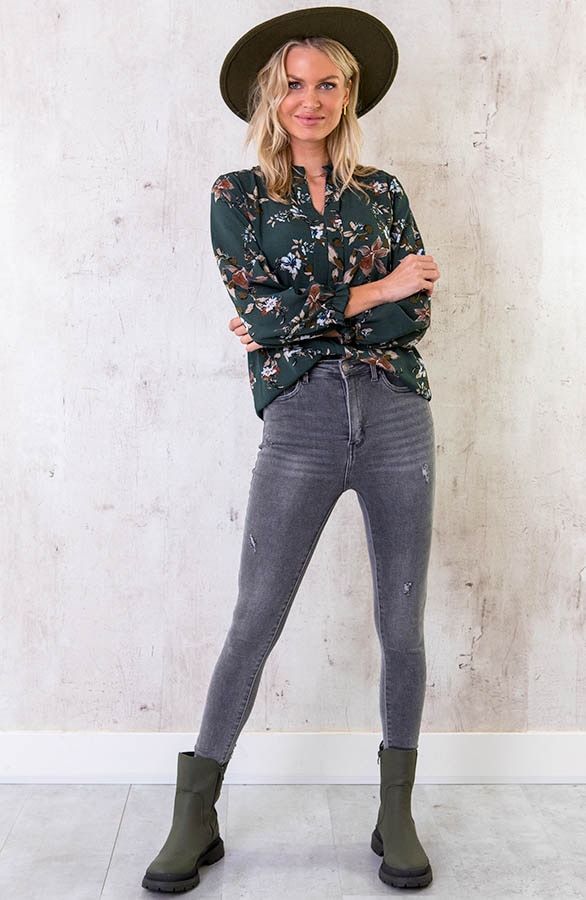 Bloemen Blouse Dames Dark Army – shoparchief, foto 2