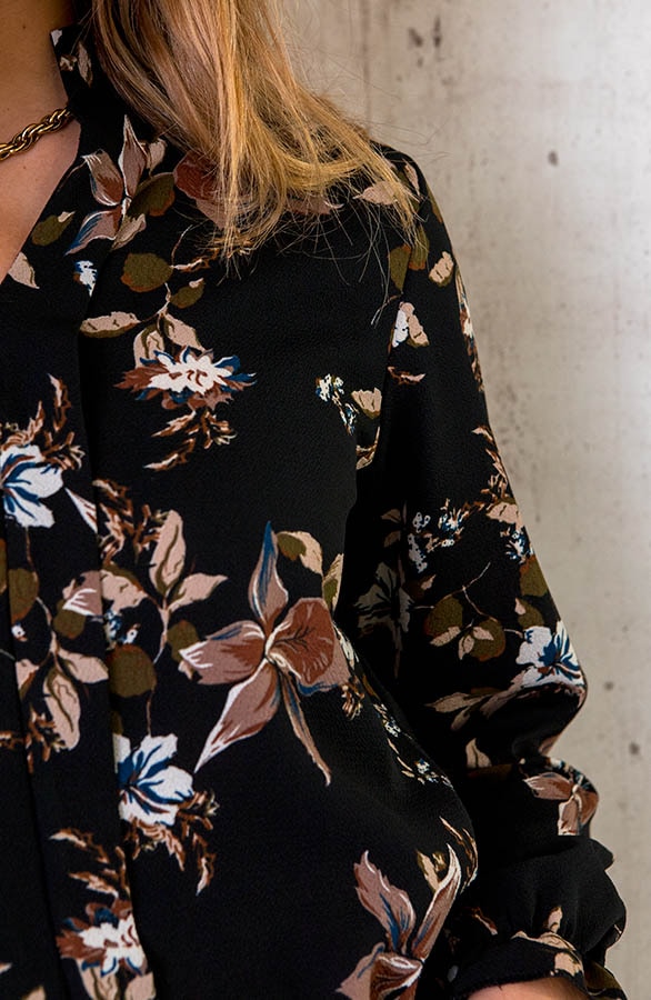 Bloemen Blouse Dames Zwart – shoparchief, foto 5
