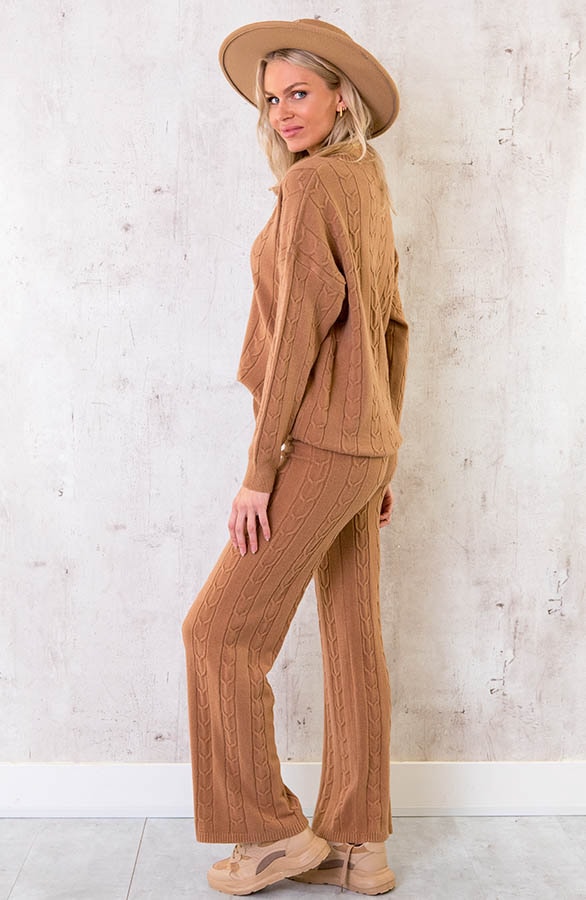 Comfy Patroon Trui Cognac – shoparchief, foto 4